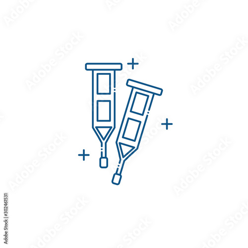 Isolated medical crutches icon line design