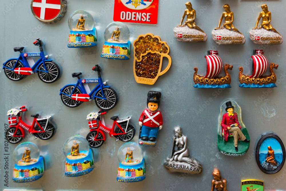 Odense, Denmark:: Souvenir magnets from Odense, Denmark Stock-foto | Adobe  Stock