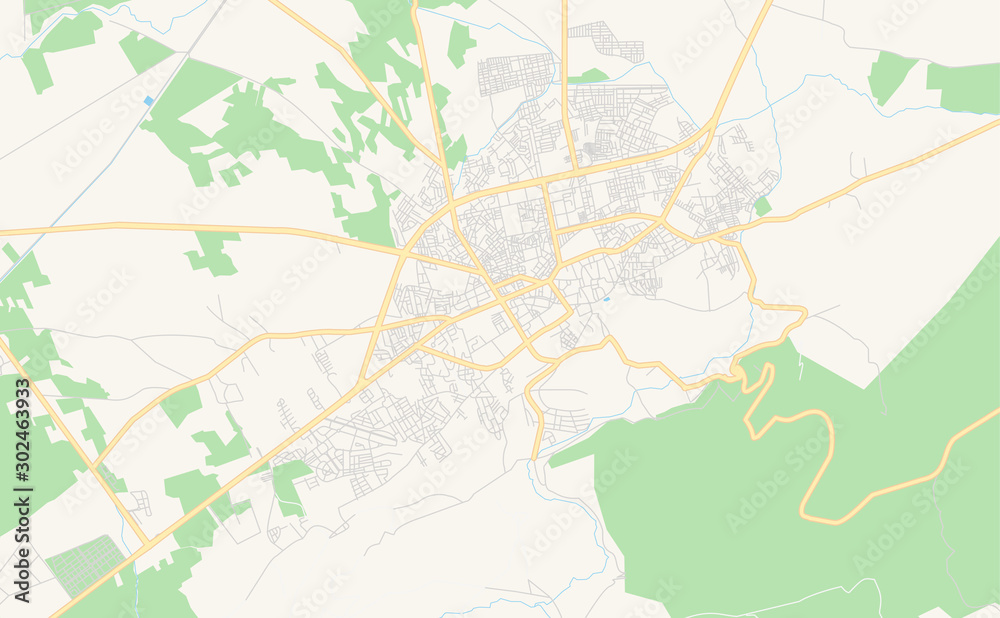 Printable street map of Beni Mellal, Morocco