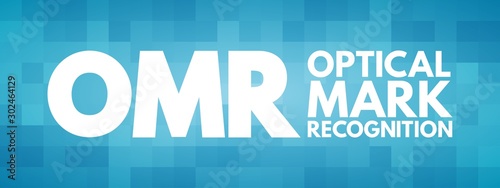 OMR - Optical Mark Recognition acronym, technology concept background