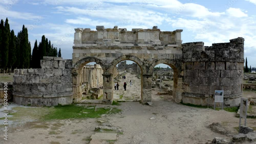 Hierapolis ancient city in Phrygia. From Sky. Pamukkale Turkiye. Hierapolis ancient city in Phrygia. From Sky. Pamukkale Turkiye.