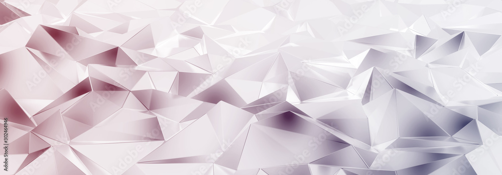 3d ILLUSTRATION, of abstract crystal background, triangular texture, wide panoramic for wallpaper