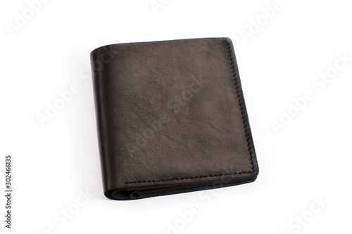 Brown leather wallet on a white background