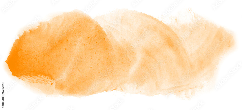 Abstract watercolor background hand-drawn on paper. Volumetric smoke elements. Orange color. For design, web, card, text, decoration, surfaces. Abstract watercolor background hand-drawn on paper. Volumetric smoke elements. Orange color. For design, web, card, text, decoration, surfaces.