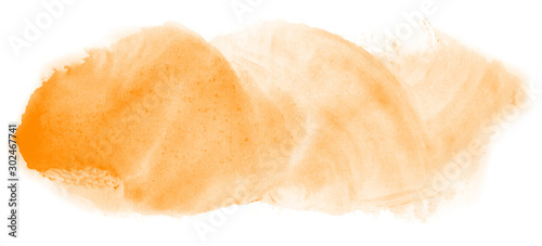 Abstract watercolor background hand-drawn on paper. Volumetric smoke elements. Orange color. For design  web  card  text  decoration  surfaces.