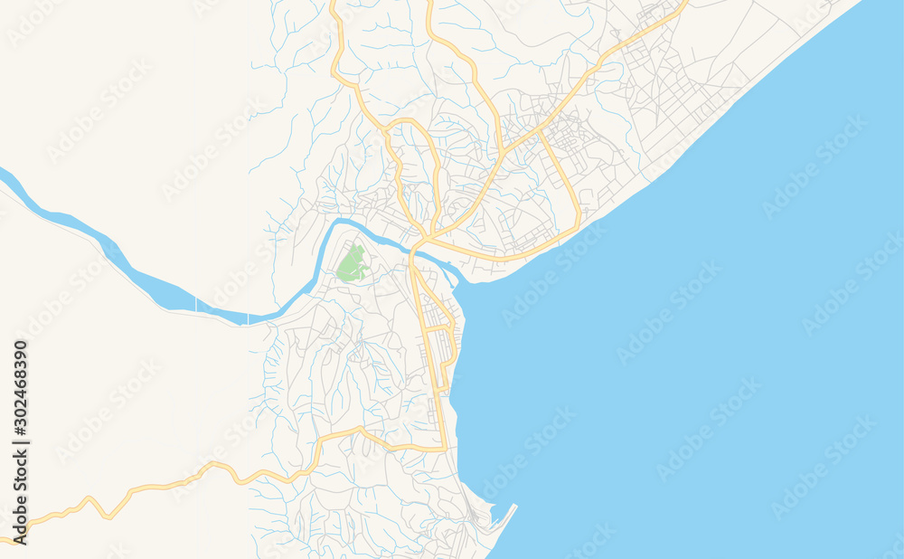 Fototapeta premium Printable street map of Kalemie, DR Congo