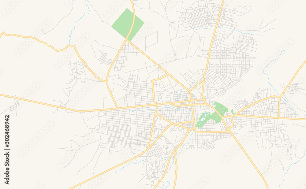 Printable street map of Sikasso, Mali