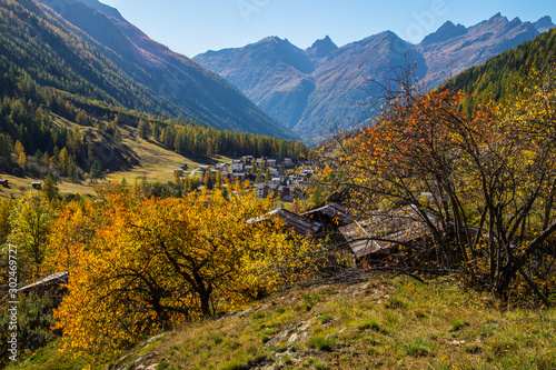 landscape of the Swiss Alps in autumn photo