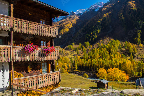 landscape of the Swiss Alps in autumn photo