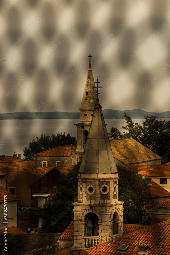 Fototapeta premium Croatian churches through a mesh