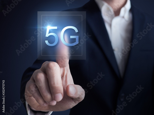5G Global Network Internet Mobile Wireless Business concept.