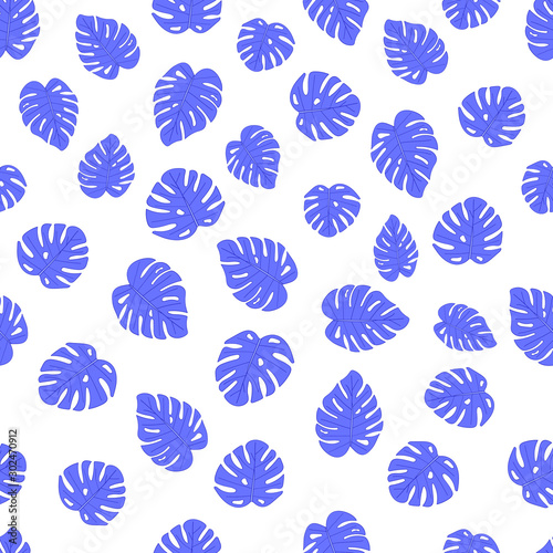 Monstera leaves seamless pattern