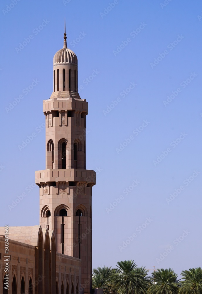 minaret of the mosque of sultan qaboos