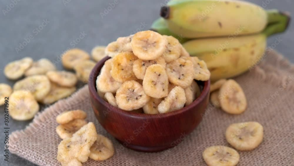 banana crispy chips in bowl banana crispy chips in bowl