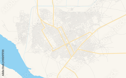 Printable street map of Rabak, Sudan