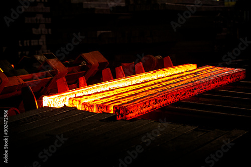 Steel slab being rolled on the Hot strip mill at Demra, Dhaka, Bangladesh