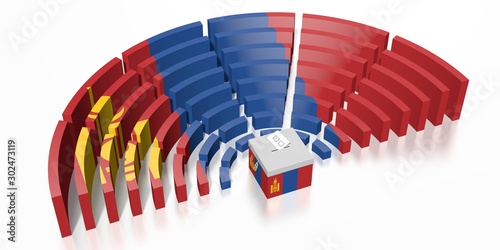 Parliament election in Mongolia - 3D rendering photo