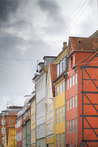 Colorful, Old Houses in a row in Copenhagen, Denmark.