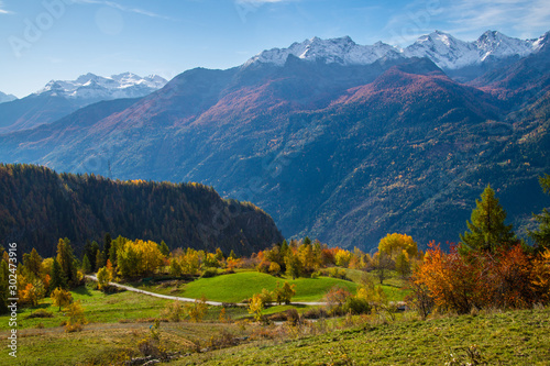 landscape of Italian Alps in autumn photo