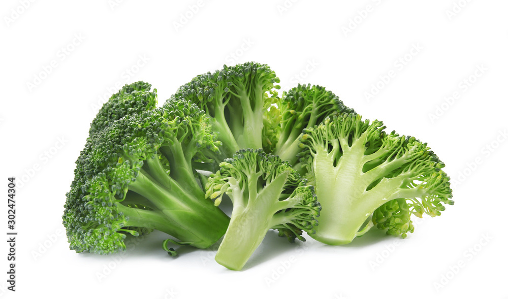 Fresh broccoli isolated on white. Edible green plant Fresh broccoli isolated on white. Edible green plant