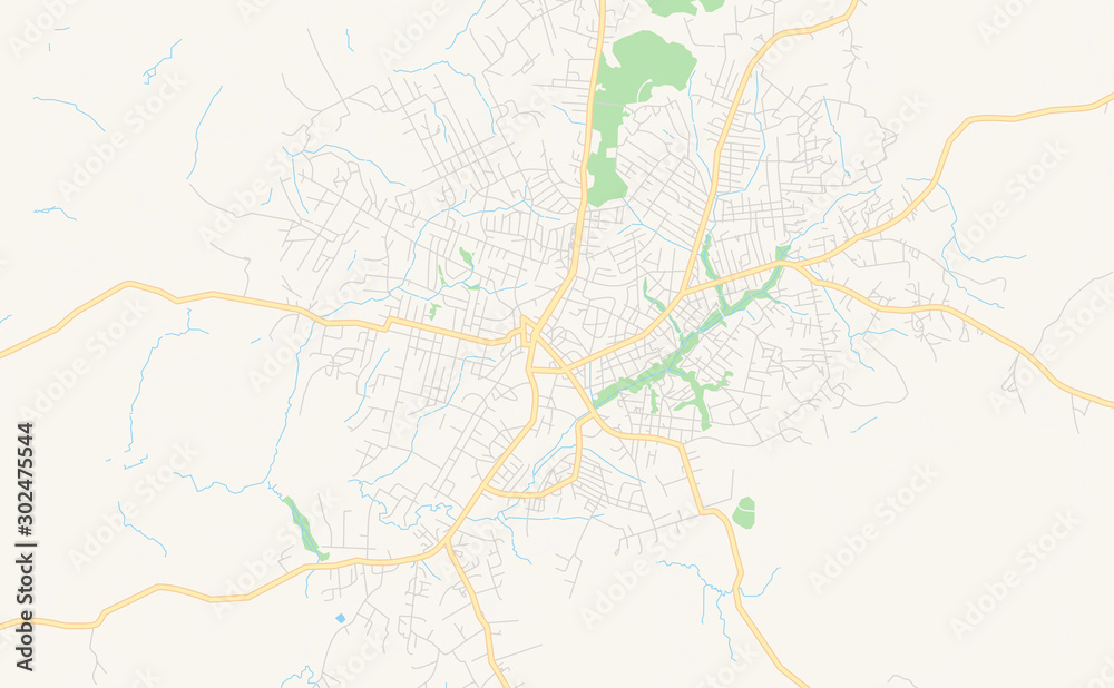 Printable street map of Nzerekore, Guinea