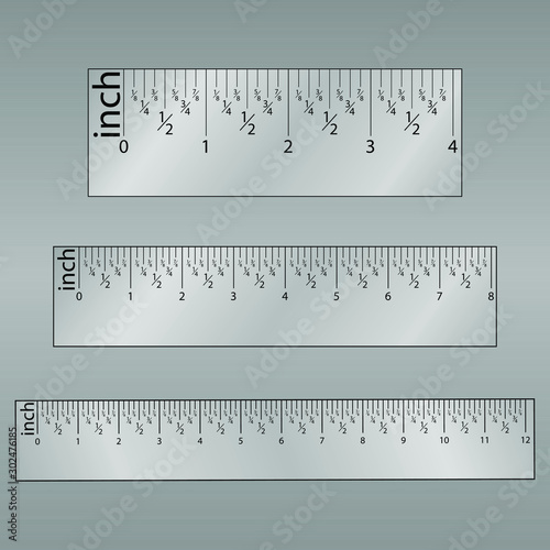 Original Inches Ruler. Measuring tool, Graduation grid, flat vector illustration. Size indicator units, Measure tape isolated on background.