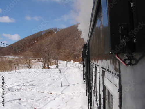 冬のＳＬ列車からの車窓
