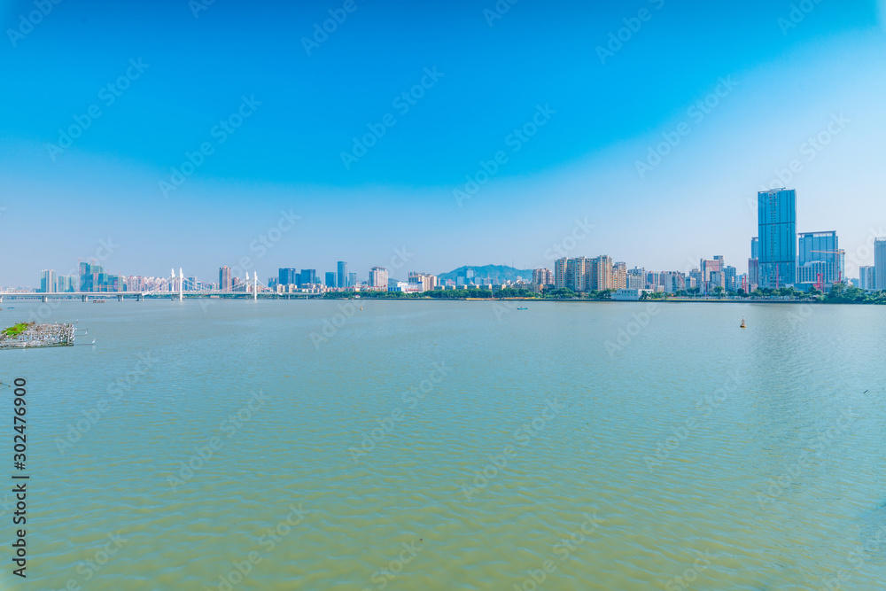 Cityscape around BaishiBridge, Xiangzhou District, Zhuhai, Guangdong Province, China