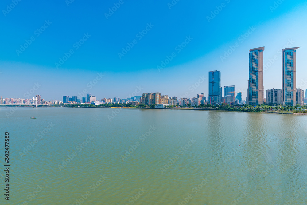 Cityscape around BaishiBridge, Xiangzhou District, Zhuhai, Guangdong Province, China