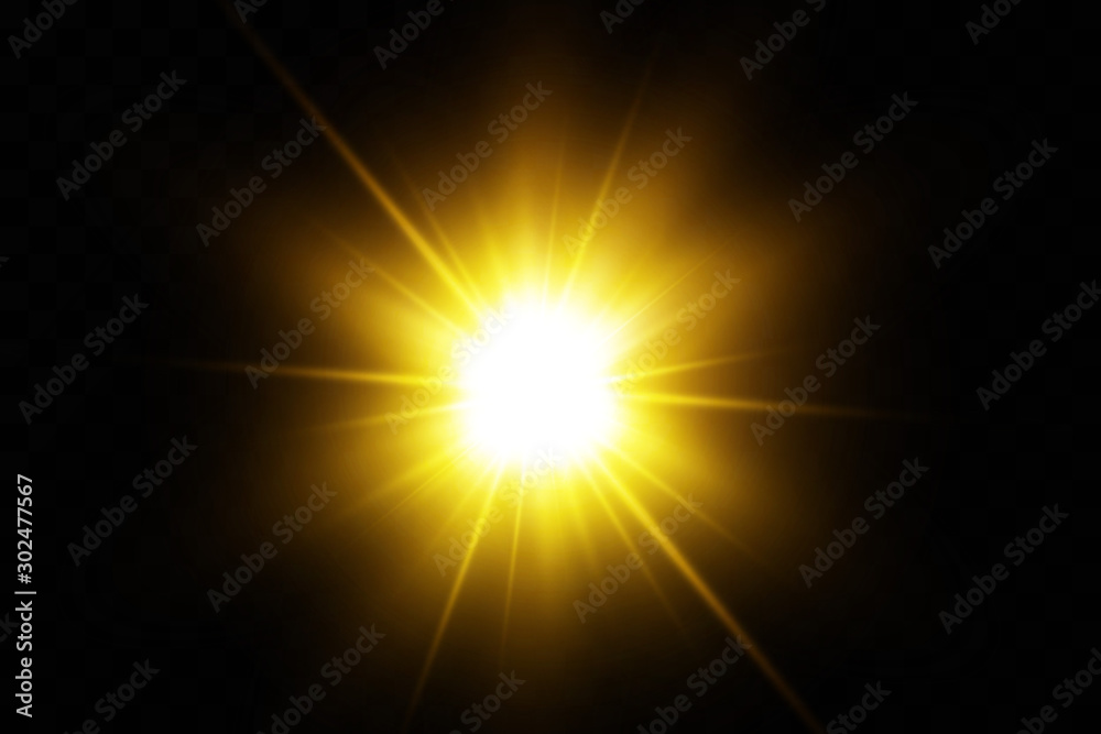 White glowing light explodes on a transparent background. Sparkling