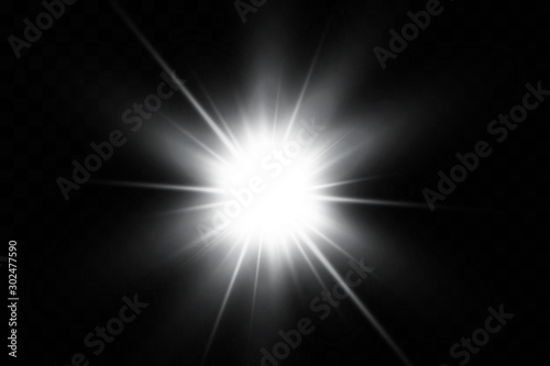 Valokuvatapetti White glowing light explodes on a transparent background
