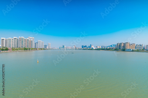 Cityscape around BaishiBridge, Xiangzhou District, Zhuhai, Guangdong Province, China