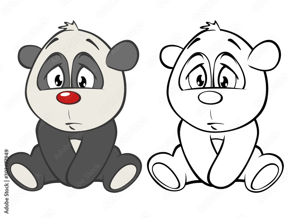 Obraz premium Vector Illustration of a Cute Cartoon Character Panda for you Design and Computer Game. Coloring Book Outline Set 