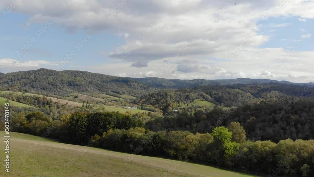 Scenic forest on hills, aerial panorama Scenic forest on hills, aerial panorama