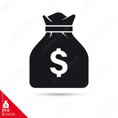Money bag glyph icon. Success concept.