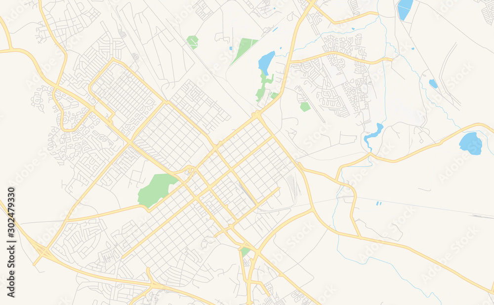 Printable street map of Rustenburg, South Africa
