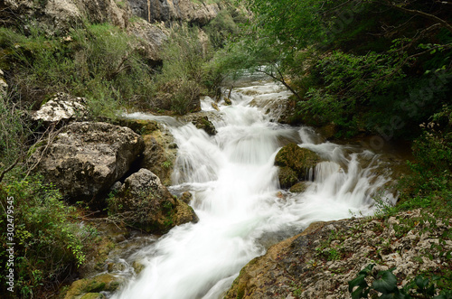 Water flow of the canyon. Forest and mountain landscapes. Crimea Russia