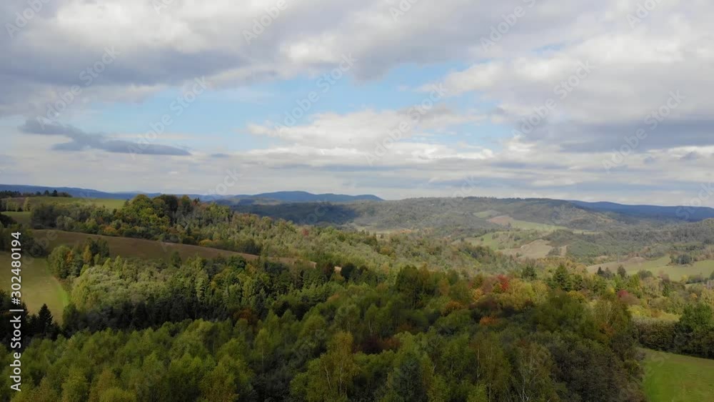 Pedestal panorama of valley and forest in Bieszczady mountains, Poland Pedestal panorama of valley and forest in Bieszczady mountains, Poland