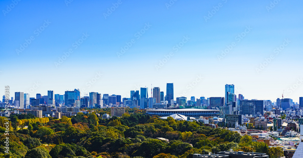 Φωτογραφία Landscape of national stadium for Tokyo Olympic 2020 in the background of blue s