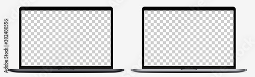 Device screen mockup. Realistic Open Laptop in two color with Blank Screen for you design. Vector EPS10