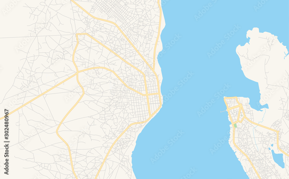 Printable street map of Maxixe, Mozambique