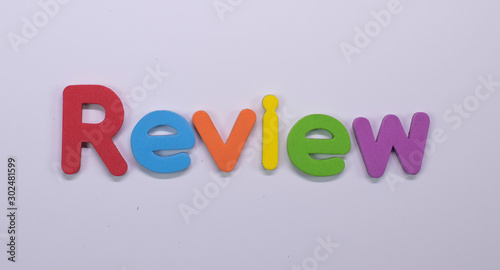 Word Review written with color sponge