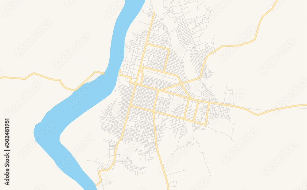 Printable street map of Bandundu, DR Congo