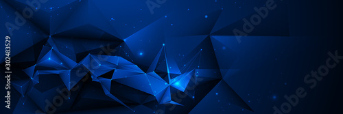 Vector 3D Illustration Geometric, Polygon, Line,Triangle pattern shape with molecule structure. Polygonal with blue background. Abstract science, futuristic, network connection concept © nongkran_ch