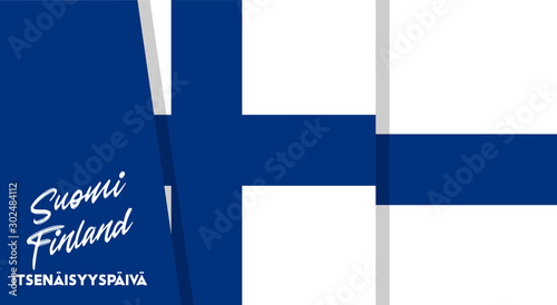 Republic of Finland Independence Day. December 6th.  National Concept. Greeting, Card Poster, Web Banner Design. English Translation: 