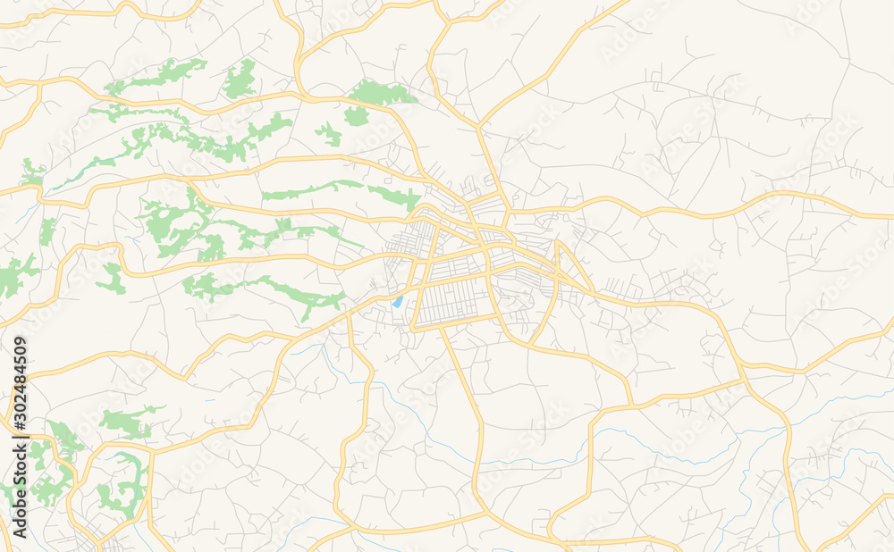 Fototapeta premium Printable street map of Mbouda, Cameroon