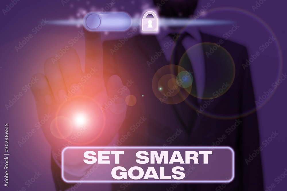 Writing note showing Set Smart Goals. Business concept for Establish achievable objectives Make good business plans