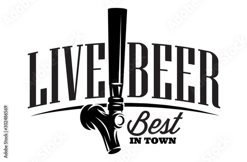Vector illustration with beer tap and inscription
