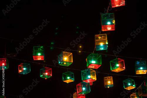 Colored boxes illuminating the nights of Mexico City as lamps on the night of the dead