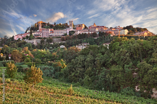 Bertinoro, Forli Cesena, Emilia Romagna, Italy: landscape of the countryside and the hill town known for its excellent wines photo